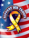 support our troops sign with yellow ribbon
